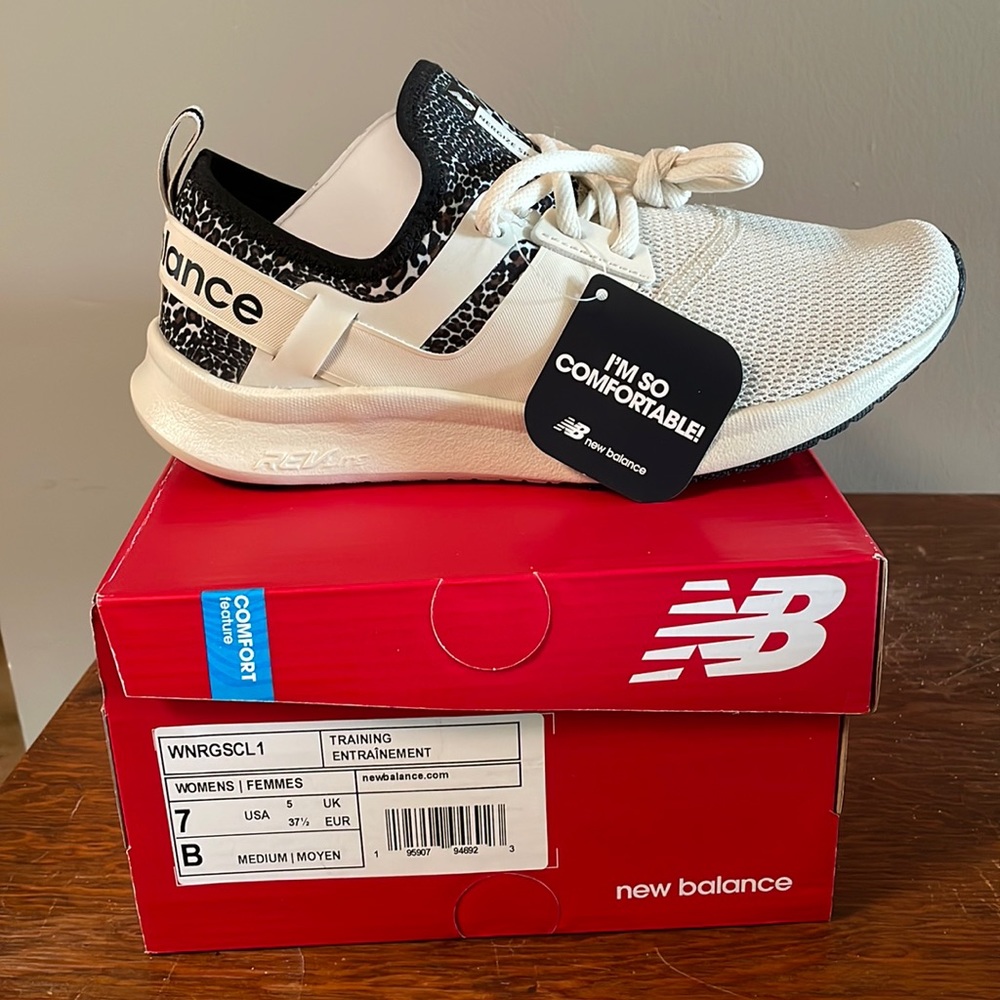 New Balance size 7 memory sole. Cream with leopard detail. New in box